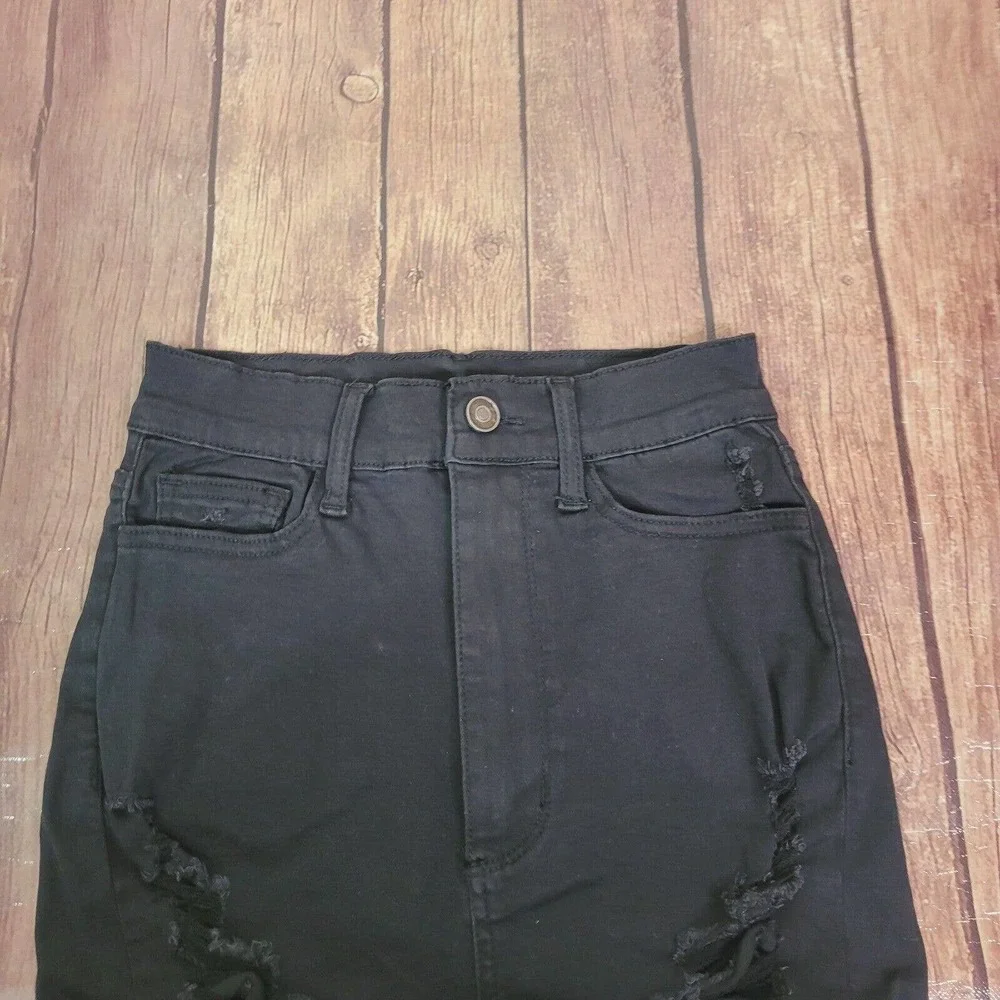 Fashion Nova Girls Shorts Black S Distressed Super High Rise Denim 2
